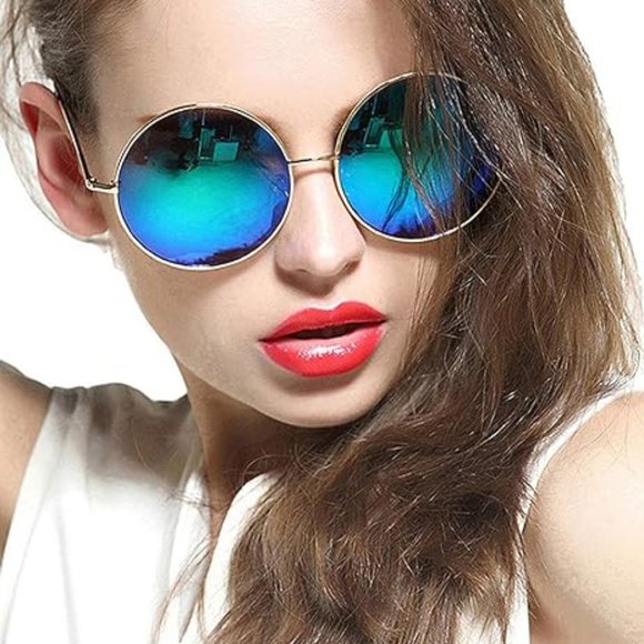 Circle mirrored hippie sunglasses